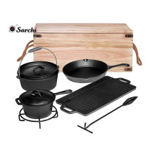 Amazon Hot Sell Durable Iron Iron Cookware Set para o exterior